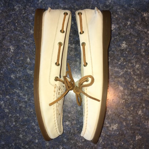 Sperry Ivory Perforated Leather Loafer Boat Shoe 9 - Picture 5 of 7